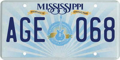 MS license plate AGE068