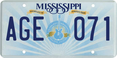 MS license plate AGE071