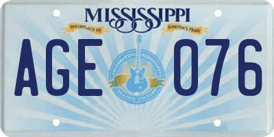 MS license plate AGE076