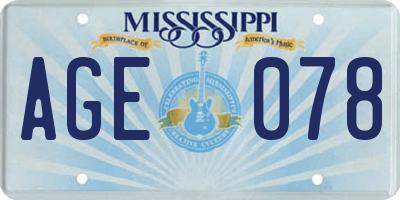 MS license plate AGE078