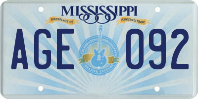 MS license plate AGE092
