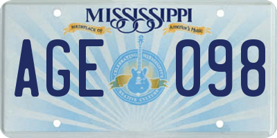 MS license plate AGE098
