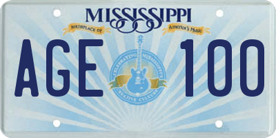 MS license plate AGE100