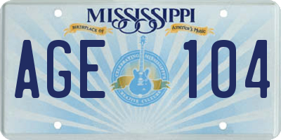 MS license plate AGE104