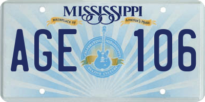 MS license plate AGE106