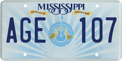 MS license plate AGE107