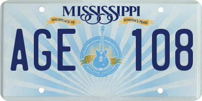 MS license plate AGE108