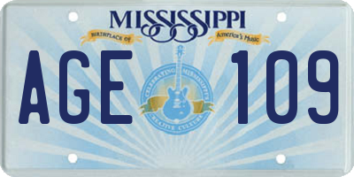 MS license plate AGE109