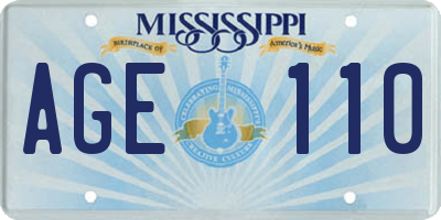 MS license plate AGE110