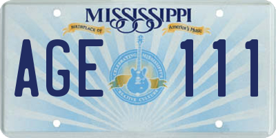 MS license plate AGE111