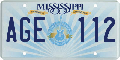 MS license plate AGE112