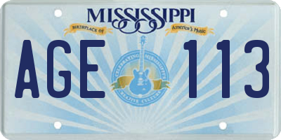 MS license plate AGE113