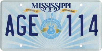 MS license plate AGE114
