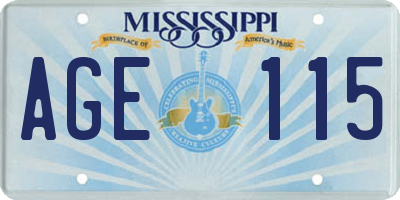 MS license plate AGE115