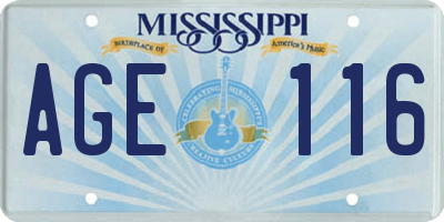 MS license plate AGE116