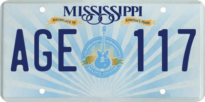 MS license plate AGE117