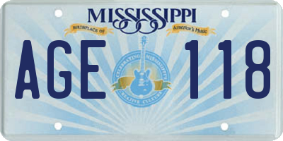 MS license plate AGE118