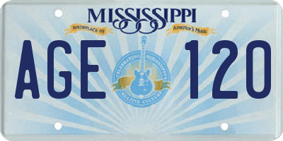 MS license plate AGE120