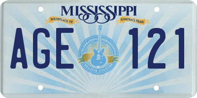 MS license plate AGE121