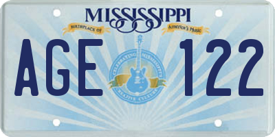 MS license plate AGE122