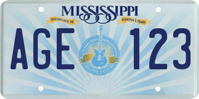 MS license plate AGE123