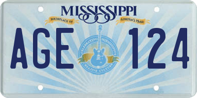 MS license plate AGE124