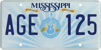 MS license plate AGE125