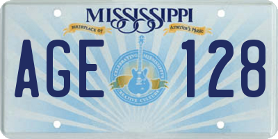 MS license plate AGE128