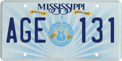 MS license plate AGE131
