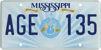 MS license plate AGE135