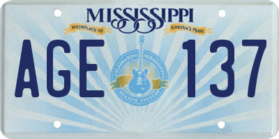 MS license plate AGE137