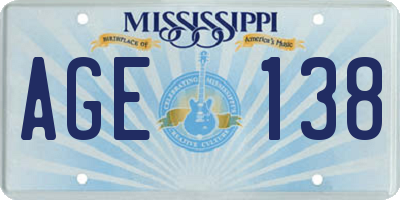 MS license plate AGE138
