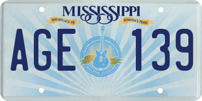 MS license plate AGE139