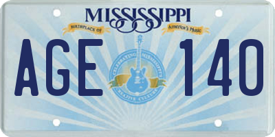 MS license plate AGE140