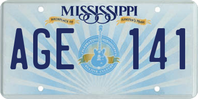 MS license plate AGE141