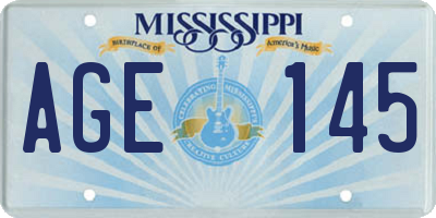 MS license plate AGE145