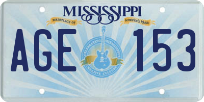 MS license plate AGE153