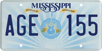 MS license plate AGE155