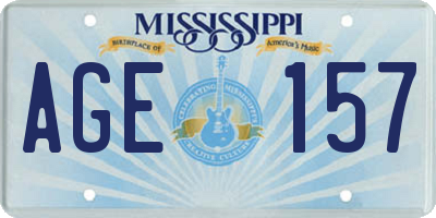 MS license plate AGE157