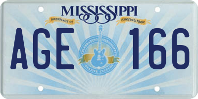 MS license plate AGE166