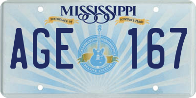 MS license plate AGE167