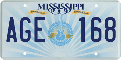 MS license plate AGE168
