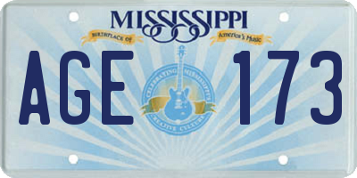 MS license plate AGE173