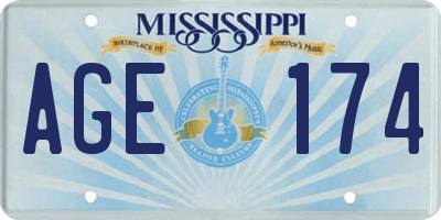 MS license plate AGE174