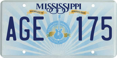 MS license plate AGE175