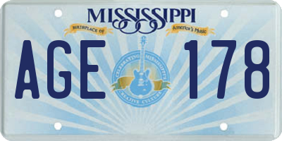 MS license plate AGE178