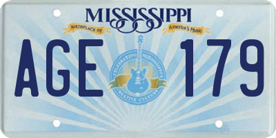 MS license plate AGE179