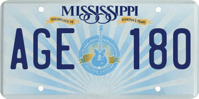 MS license plate AGE180