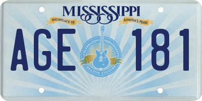 MS license plate AGE181