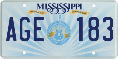 MS license plate AGE183